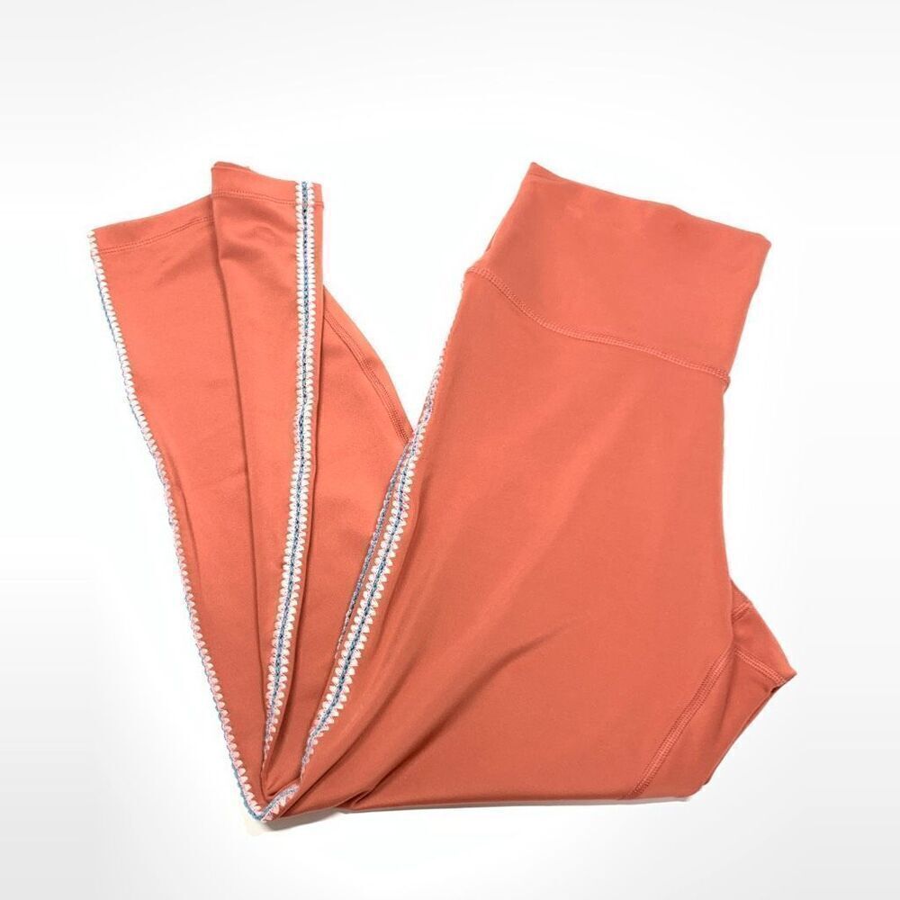 Nike Women's Pull On Crochet-Edge Yoga Dri-Fit Activewear Leggings Pink Large